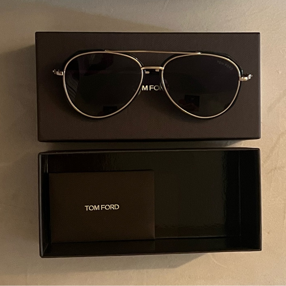 TOM FORD gold and black aviator sunglasses